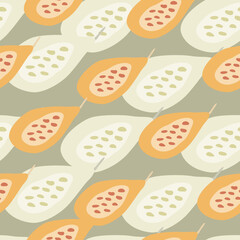 seamless pattern with papayas. Papaya ornament background. Fruits backdrop.