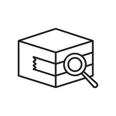 Package with magnifier glass icon. Package Tracking symbol. isolated on white background. vector illustration
