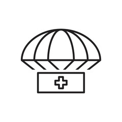 Air Drop With Parachute vector icon. Medical Relief Supplies symbol. isolated on white background. vector illustration