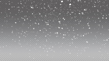 White snow. Abstract background. Design element. Falling snow on a transparent background. Abstract snowflake background. Fall of snow