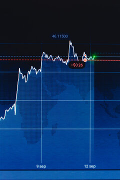 Computer analysis graphics of investing in the stock market making money in the market.