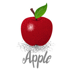 Red apple, organic fruit, vegetarianism, vitamins in the garden vector illustration, vector particles