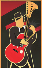 Guitarist Guitar Recital Poster Vector Illustration - 530467117