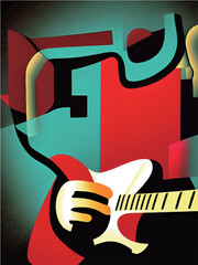 Guitarist Guitar Recital Poster Vector Illustration - 530467371