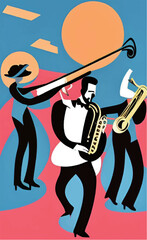Jazz festival jazz music poster vector illustration - 530467389