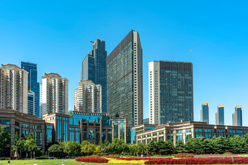 Fototapeta na wymiar Modern urban architectural landscape of Qingdao, China