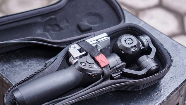 photography equipment tools. camera lens, gimbal and 3d cameras