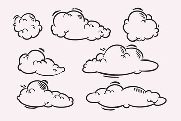 set of clouds vector. Cartoon Hand Drawn Clouds. 