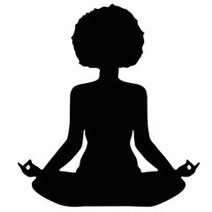 silhouette of a person meditating Afro Hairstyles - obrazy, fototapety, plakaty