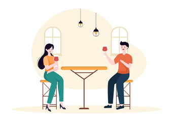 Traditional Thai Food Template Hand Drawn Cartoon Flat Illustration People Eating Thailand Cuisine in a Restaurant or Cafe Design