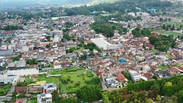aerial top down of residential buildings and homes in Bandung Indonesia