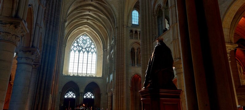 Statue Looking at the Window in Church, Cathedral