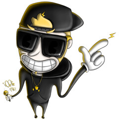 Rapero moderno de música urbana con rayos negro y amarillo en PNG para edición