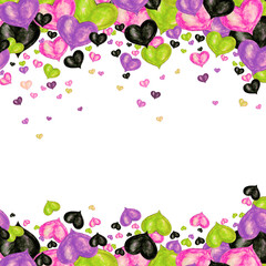 watercolor template of colorful heart for your design, illustration hand drawn, vintage style