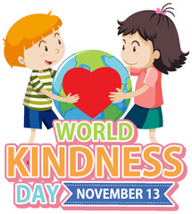 World kindness day with children cartoon character