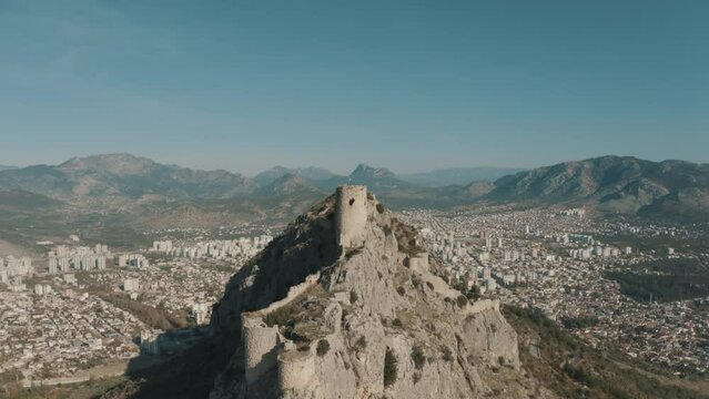 Aerial view of Adana city landscape. 4K Footage in Turkey