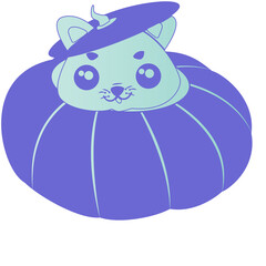 CAT FACE PEEKING OUT OF A PUMPKIN
