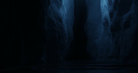 abstract background using sci fi environment illustration in vertical cave and blue light, 3d rendering and 4K size
