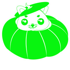 CAT FACE PEEKING OUT OF A PUMPKIN
