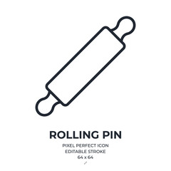 Rolling pin editable stroke outline icon isolated on white background flat vector illustration. Pixel perfect. 64 x 64.