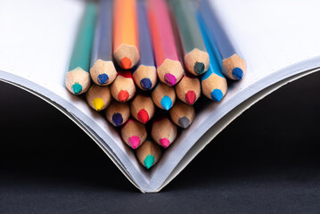 Colored pencils for drawing on a notebook