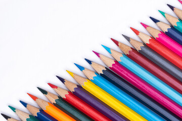 Colored pencils for drawing on a white background