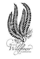 illustration of wildflowers with custom script slogan - obrazy, fototapety, plakaty