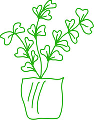 Fototapeta na wymiar Flower in pot. Design line element flora.