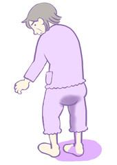 認知症　尿失禁する高齢女性のイラスト