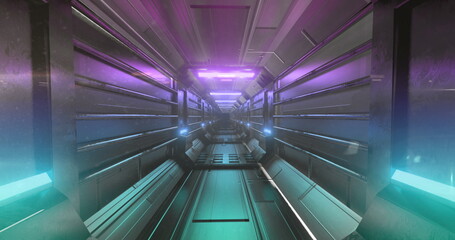 Image of tunnel with purple lights moving in a seamless loop