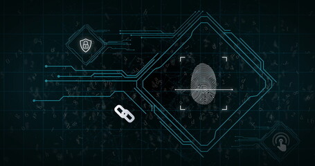 Security digital interface against black background