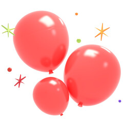 Red balloons 3D illustration