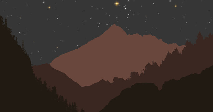 Image of mountains against night sky in background