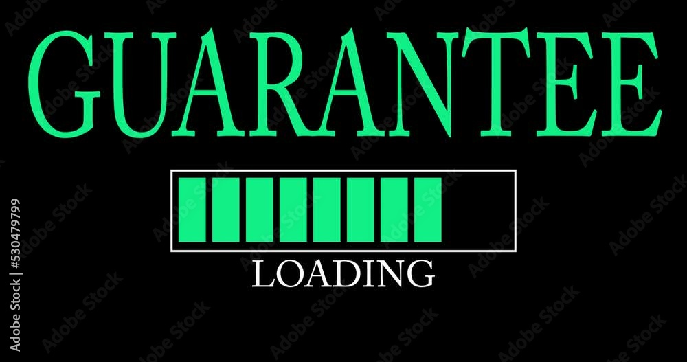 Poster guarantee text with loading, downloading, uploading bar indicator. download, upload on computer scre