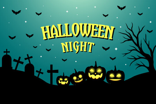 halloween spooky night background illustration design
