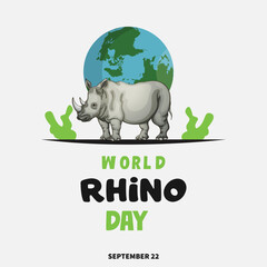 Obraz premium World Rhino Day. Vector illustration for world rhino day. Animal protection. 22 September.