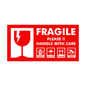 fragile sticker for packaging vector stock illustration