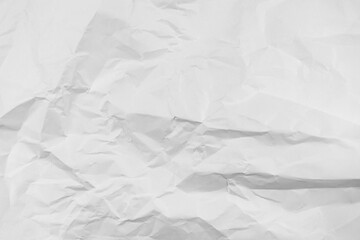 White crumpled paper texture background, clean white wrinkled paper, top view..