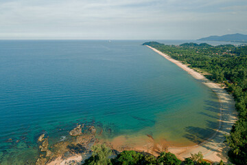 Aerial drone view of stunning coastline scenery in Dungun, Terengganu, Malaysia