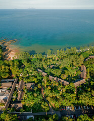 Obraz premium Aerial drone view of rural settlements scenery in Dungun, Terengganu, Malaysia