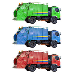 Garbage trucks into waste emptying containers for waste disposal in Thailand, Garbages creates...