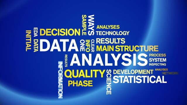 4k Data Analysis Animated Tag Word Cloud;Text Design big data Animation typography seamless loop.