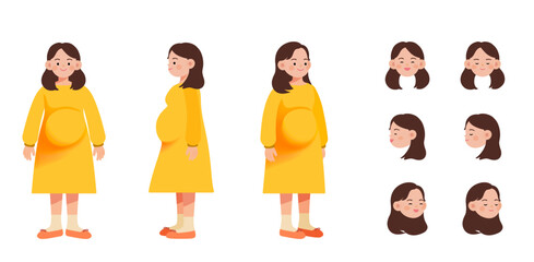 The basic pose of a pregnant woman character