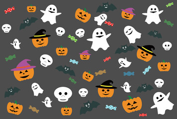 Fototapeta premium 背景素材 可愛いハロウィンのキャラクター達