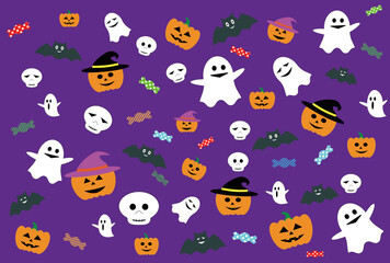 Obraz premium 背景素材 可愛いハロウィンのキャラクター達