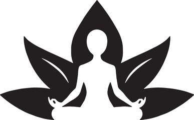 Yoga Lotus Logo Icon Black and White Drawing