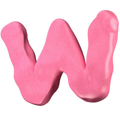 Clay letter W illustration in 3D design