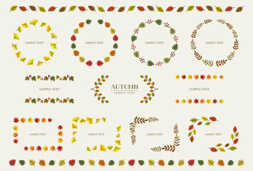 秋の葉の装飾フレーム イラスト素材 / vector eps