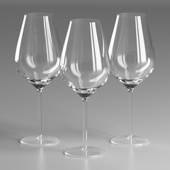 Realistic empty wineglasses for alcohol. Drinks background