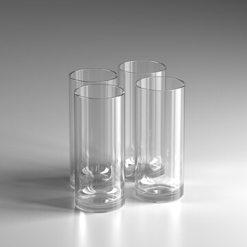Realistic empty various glasses for alcohol. Drinks background